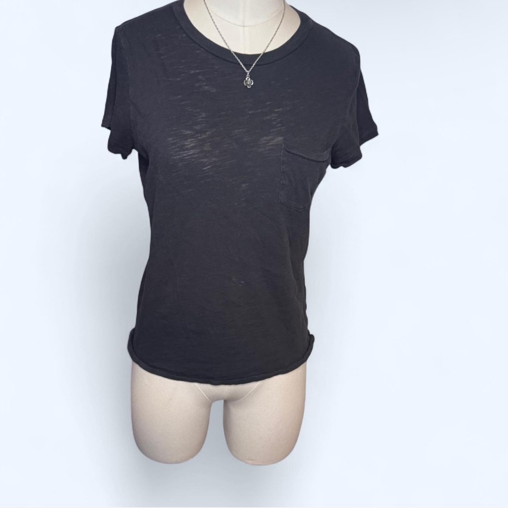 Madewell Black Short Sleeve Top basic perfect for layering somewhat sheer
